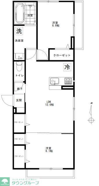 イーストピークヴィオレ(2LDK/3階)の間取り写真