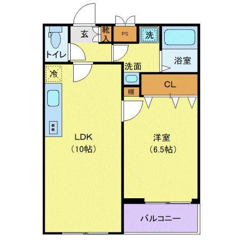 グランドール大宮(1LDK/2階)の間取り写真