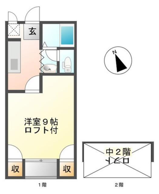 第3 飯茂ハウス(1DK/1階)の間取り写真