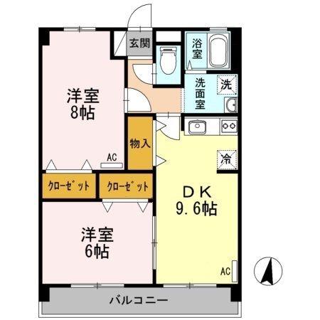 セジュール駅南(2DK/3階)の間取り写真