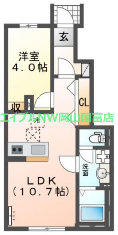 シャフル(1LDK/1階)の間取り写真