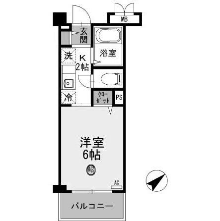 クレール加茂(ワンルーム/3階)の間取り写真