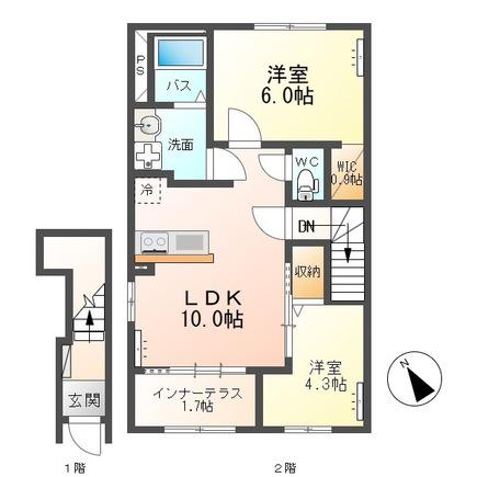 サウザントヒルズ(2LDK/2階)の間取り写真