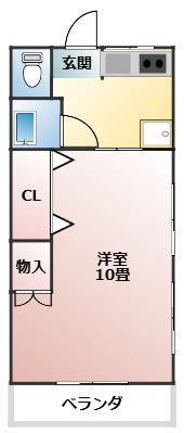 パールハイツ(1DK/3階)の間取り写真