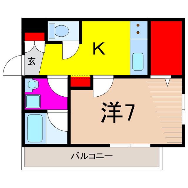 ジラソーレ雅(1K/2階)の間取り写真