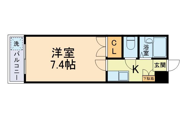 アーリー1南熊本(1K/1階)の間取り写真