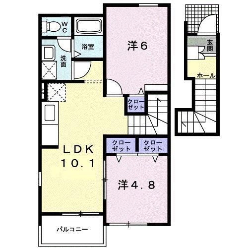 サンパティークII(2LDK/2階)の間取り写真