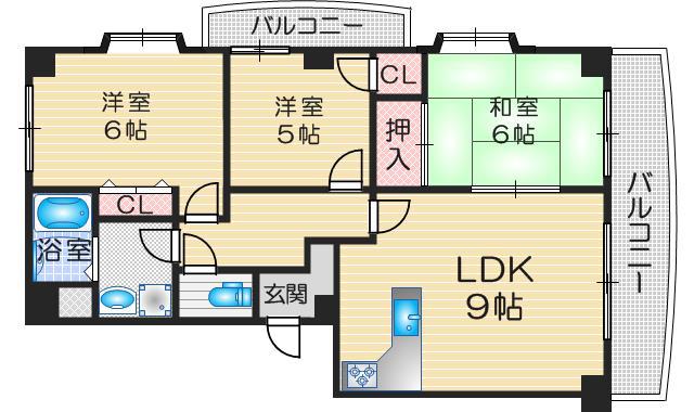 メゾンドプレジールI棟(3LDK/2階)の間取り写真