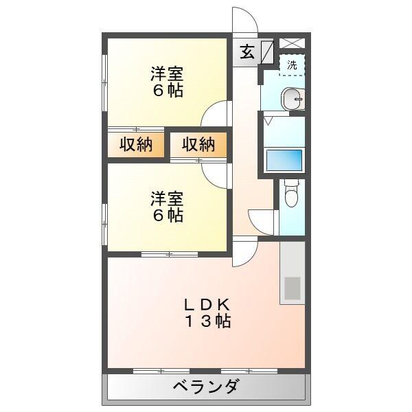 シャトーベルエール(2LDK/1階)の間取り写真