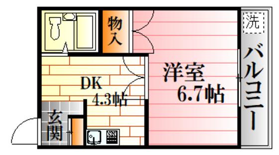 ポエムサンライズ(1DK/1階)の間取り写真