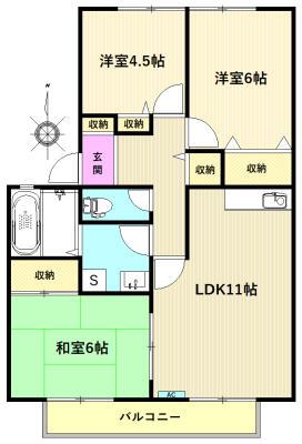 エクセルリバーサイドB(3LDK/1階)の間取り写真
