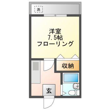 藤ハイツ桜(1K/2階)の間取り写真