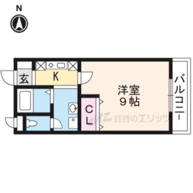 パーシモン茨木(1K/2階)の間取り写真