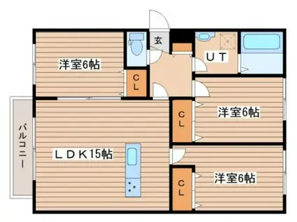 ヴァンベール山の手(3LDK/3階)の間取り写真