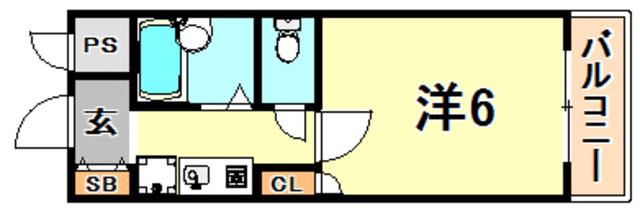 シャルマンフジ御影参番館(1K/2階)の間取り写真