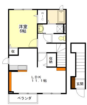 アルドールスカイ(1LDK/2階)の間取り写真