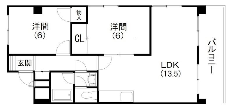 ファミール楊子(2LDK/2階)の間取り写真