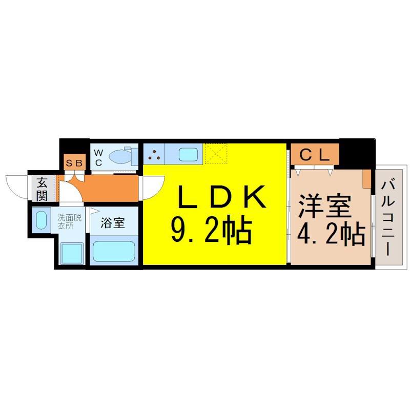 アンジュ栄(1LDK/3階)の間取り写真