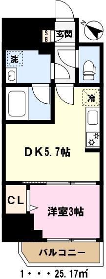 アーバンパーク川口幸町(1DK/14階)の間取り写真