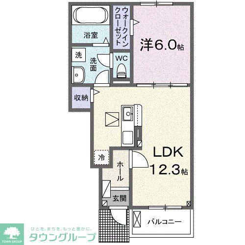 ヒカルサ羽生下岩瀬(1LDK/1階)の間取り写真