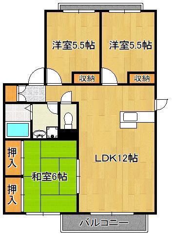 浪漫志井 F棟(3LDK/2階)の間取り写真