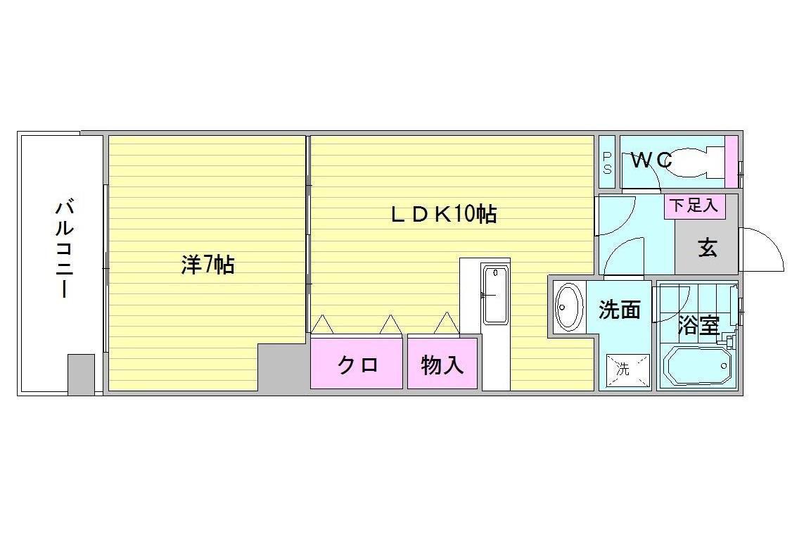 パルケット愛宕(1LDK/4階)の間取り写真