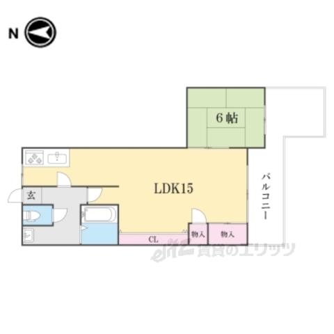 シャルマン北白川銀閣ハイツ(1LDK/4階)の間取り写真