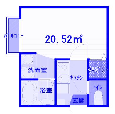 ヴィラート西大宮(1K/1階)の間取り写真
