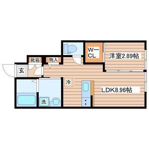 グランヴィラ八本松(1LDK/1階)の間取り写真