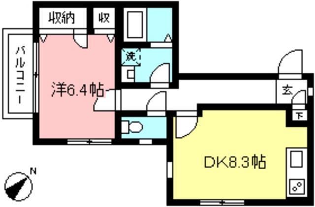 ベルウッド(1LDK/2階)の間取り写真