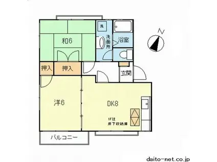 グレースコート(2DK/1階)の間取り写真