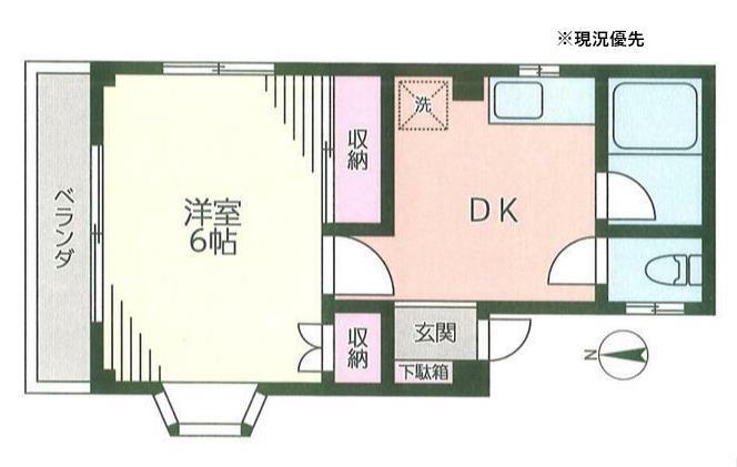 レジデンス片岡(1DK/4階)の間取り写真