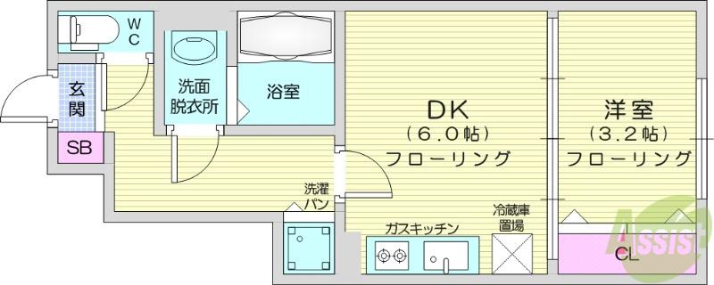 EL PASEO(1DK/1階)の間取り写真