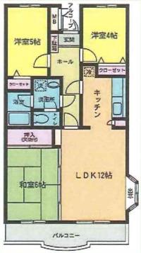 アーク河辺(3LDK/4階)の間取り写真