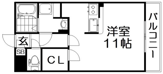 グランシャリオ長尾Ⅱ(ワンルーム/5階)の間取り写真