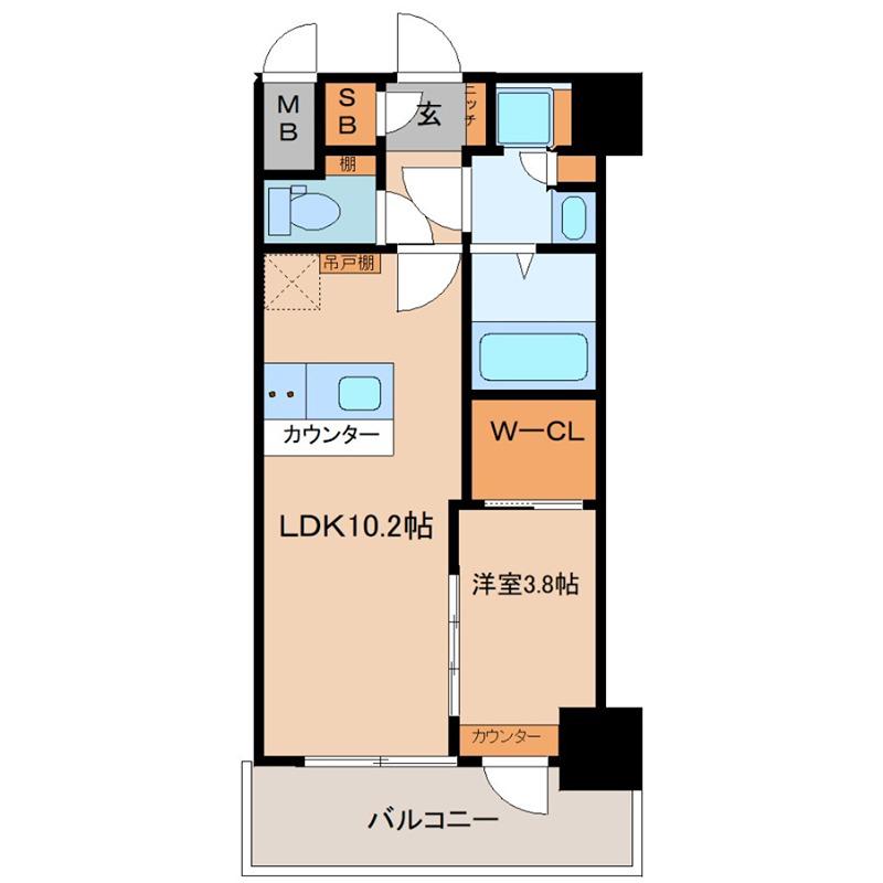 スプランディッド江坂III(1LDK/5階)の間取り写真
