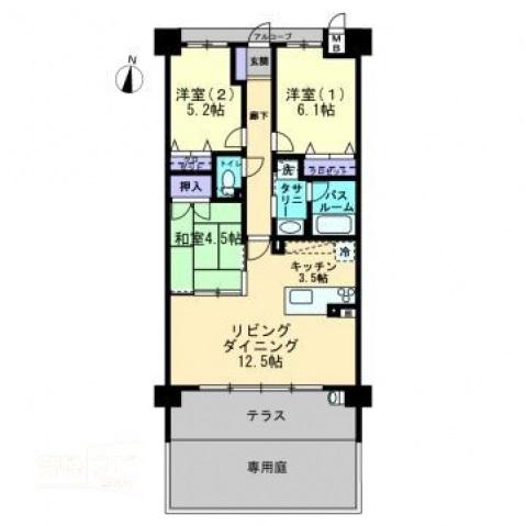 アルファスマート谷山(3LDK/1階)の間取り写真