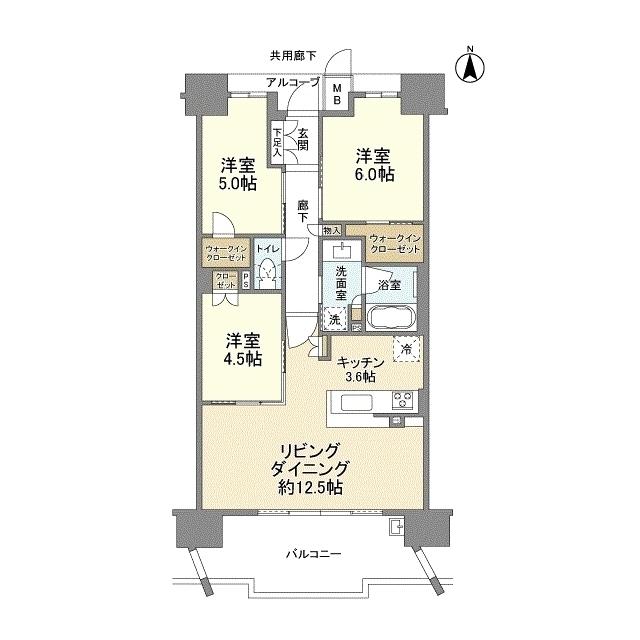 ブランズ住吉長居公園通(3LDK/12階)の間取り写真