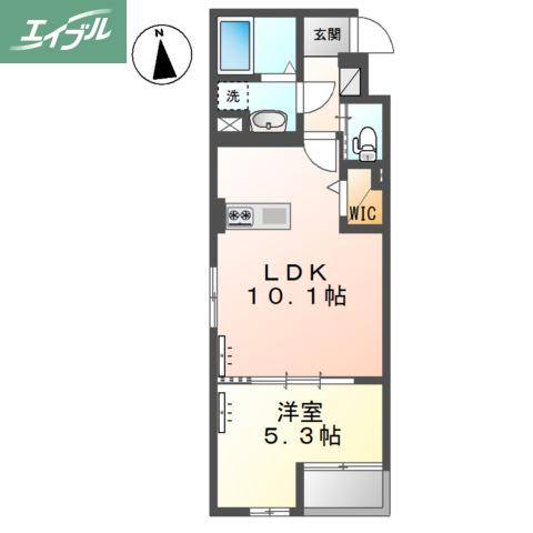 RKマンション(1LDK/1階)の間取り写真