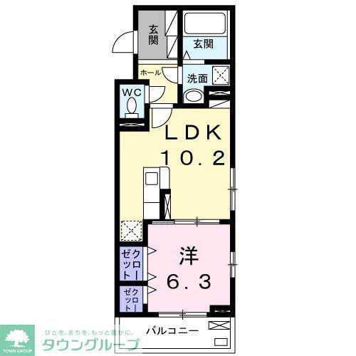ベラ ヴィータ(1LDK/2階)の間取り写真