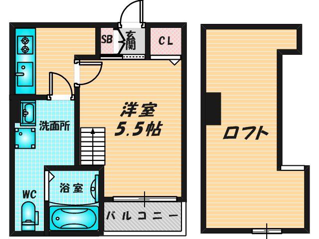 RIVER RESIDENCE HANAZONO(1K/2階)の間取り写真
