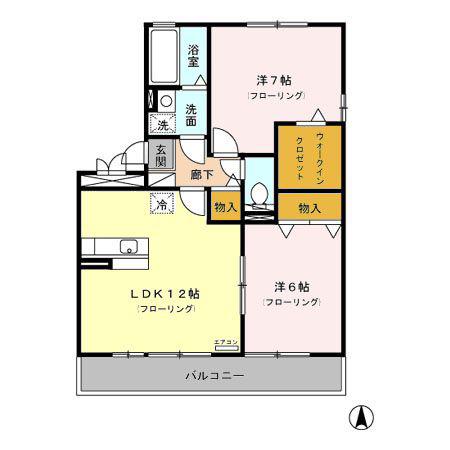 サンハイムさつき(2LDK/2階)の間取り写真