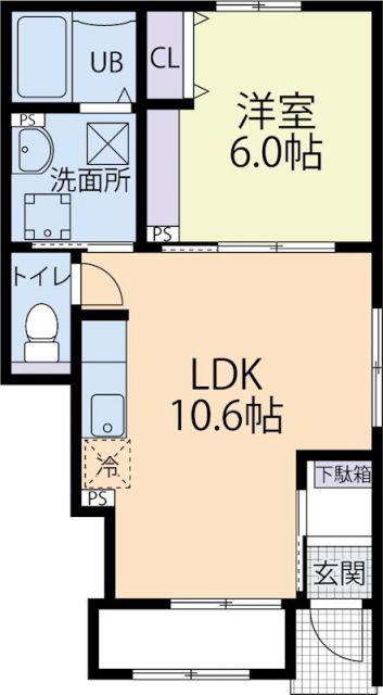 ニュークラシード(1LDK/1階)の間取り写真