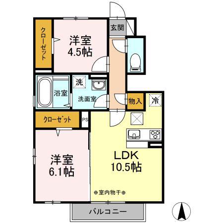 ファールンロッド(2LDK/1階)の間取り写真