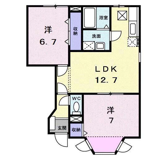 ミレニアム・T(2LDK/1階)の間取り写真