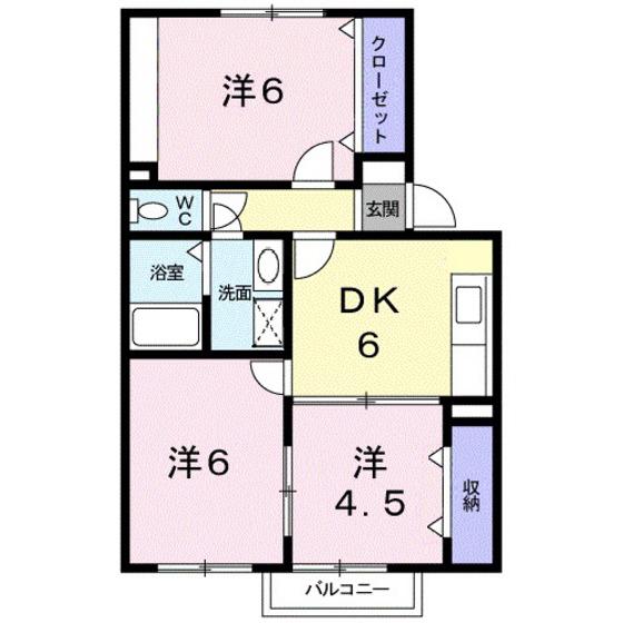 ウイステリア(3DK/1階)の間取り写真