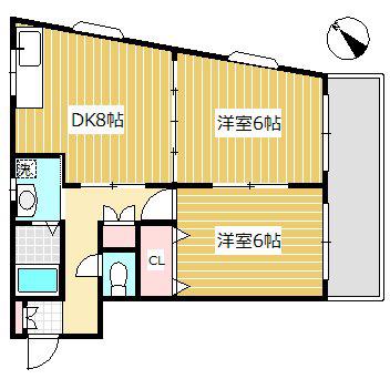 クレッセント堀の内(2DK/2階)の間取り写真