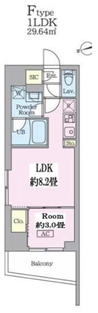 GARDEN XAVIS門前仲町(1LDK/6階)の間取り写真