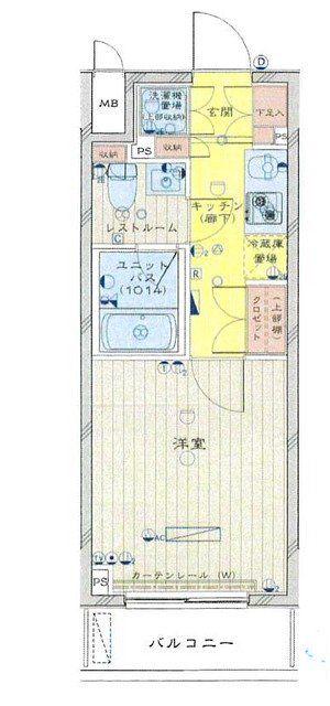 ルーブル川崎七番館(1K/4階)の間取り写真