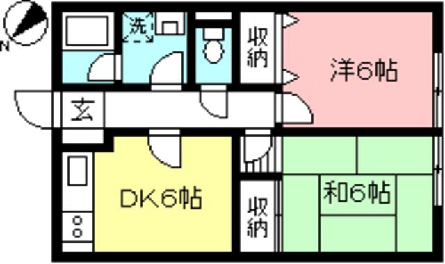 グレースガーデン(2DK/1階)の間取り写真